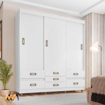 Guarda Roupa 3 Portas 7 Gavetas Casal Branco 3702050 Araplac