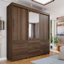 Guarda-Roupa 3 Portas 9 Gavetas com Espelho Florença Espresso Móveis