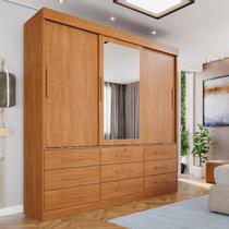Guarda-Roupa 3 Portas 9 Gavetas com Espelho Florença Espresso Móveis