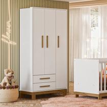 Guarda-Roupa 3 Portas com 2 Gavetas Q Encanto Slim Branco/Acetinado Guarda-Roupa 3 Portas com 2 Gavetas Q Encanto Slim Branco/Acetinado