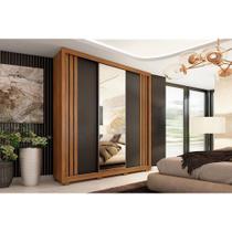 Guarda Roupa 3 Portas de Correr (1 c/ Espelho) e 2 Gavetas c/ Pés Moema Flex Amêndola/Nude ou Preto - Demóbile Guarda Roupa 3 Portas de Correr (1 c/ Espelho) e 2 Gavetas c/ Pés Moema Flex Amêndola/Nude ou Preto - Demóbile