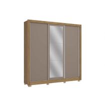 Guarda Roupa 3 Portas de Correr (1 c/ Espelho) e 3 Gavetas c/ Pés CB04M570 Flex Nogueira/Nogueira ou Fendi - Kappesberg