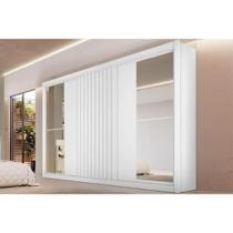Guarda Roupa 3 Portas de Correr 1 Ripada e 6 Gavetas c2 Espelhos Vitória Branco Acetinado Europa Guarda Roupa 3 Portas de Correr 1 Ripada e 6 Gavetas c2 Espelhos Vitória Branco Acetinado Europa