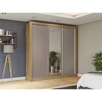Guarda-roupa 3 Portas de Correr 2 Gavetas com Espelho