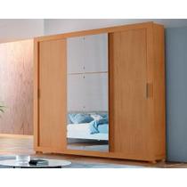 Guarda Roupa 3 Portas de Correr e 4 Gavetas c/ Pés Veneza Luxo Naturalle/Ripado 3D - Rufato Guarda Roupa 3 Portas de Correr e 4 Gavetas c/ Pés Veneza Luxo Naturalle/Ripado 3D - Rufato