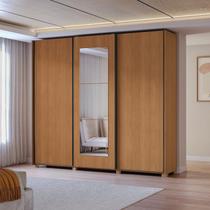 Guarda-roupa 3 Portas de Correr e 4 Gavetas com Espelhos e Pés Dormitorio Sliding
