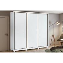 Guarda Roupa 3 Portas de Correr e 6 Gavetas c/ Pés Spazio Branco - Lopas