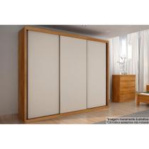 Guarda Roupa 3 Portas de Correr e 6 Gavetas Paradizzo Gold Freijó Cumaru/Branco - Novo Horizonte