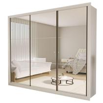 Guarda Roupa 3 Portas de Correr Todo Espelhado 6 Gavetas Ravena Minastex Branco Guarda Roupa 3 Portas de Correr Todo Espelhado 6 Gavetas Ravena Minastex Branco