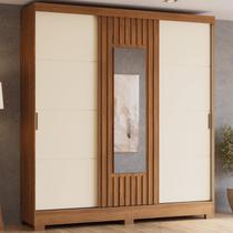 Guarda Roupa 3 Portas Deslizantes com Aplique Ripado 2 Gavetas e Pés em Abs Espresso Móveis Guarda Roupa 3 Portas Deslizantes com Aplique Ripado 2 Gavetas e Pés em Abs Espresso Móveis