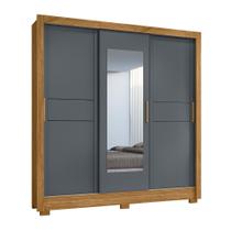 Guarda Roupa 3 Portas Deslizantes com Espelho Bahamas Freijó Cinza 988031 Moval