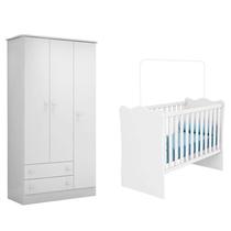 Guarda Roupa 3 Portas e 2 Gavetas Doce Sonho e Berço Branco Guarda Roupa 3 Portas e 2 Gavetas Doce Sonho e Berço Branco