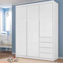 Guarda Roupa 3 Portas e 4 Gavetas Pérola Branco Phoenix Baby