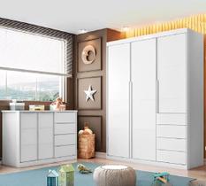 Guarda-roupa 3 Portas E Cômoda 4 Gavetas com corrediças Telescópicas 100% Mdf Guarda-roupa 3 Portas E Cômoda 4 Gavetas com corrediças Telescópicas 100% Mdf