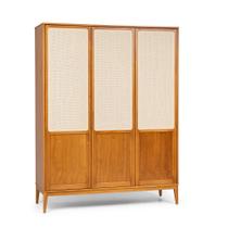 Guarda Roupa 3 portas em Madeira e Palha natural Viena Artemobili