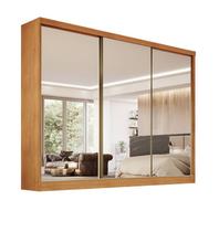 Guarda-roupa 3 portas espelhadas MDF 6 gavetas - Bergamo-Nature - Bianchi Móveis