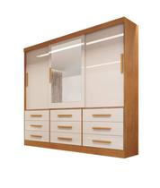 Guarda-Roupa 3 Portas Espelho 9 Gav Turim-Nature/Off Bianchi