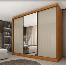 Guarda Roupa 3 Portas Monte Carlo Com Espelho Tcil Móveis Cinamomo Off White