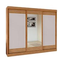 Guarda-Roupa 3 Portas Nice com Espelho Amêndoa e Off White Da Lopas 240x270x59 cm Guarda-Roupa 3 Portas Nice com Espelho Amêndoa e Off White Da Lopas 240x270x59 cm