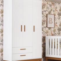 Guarda-roupa 3 Portas para Quarto de Bebê Flip Branco Fosco