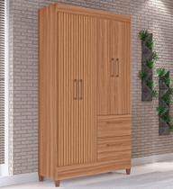 Guarda Roupa 4 portas 100% mdf cor amendoas rippas - Tuboarte