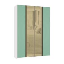 Guarda Roupa 4 Portas 159,2 Cm Bronze Branco Com Verde Jade