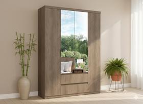 Guarda-roupa 4 Portas 2 Gavetas 100% MDF Slim Glass Nobre Guarda-roupa 4 Portas 2 Gavetas 100% MDF Slim Glass Nobre