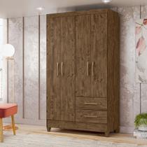 Guarda Roupa 4 Portas 2 Gavetas Castanho Wood Chile Moval Móveis 182x103x47 Castanho