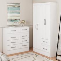 Guarda-roupa 4 Portas 2 Gavetas com Cômoda 8 Gavetas