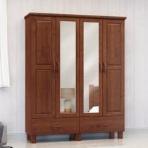 Guarda Roupa 4 Portas 2 Gavetas com Espelho Linha Bronze em Madeira Maciça Finestra Móveis Guarda Roupa 4 Portas 2 Gavetas com Espelho Linha Bronze em Madeira Maciça Finestra Móveis