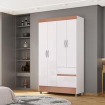 Guarda-Roupa 4 Portas 2 Gavetas Ideal Plus Branco/Camarim - Vila Rica Guarda-Roupa 4 Portas 2 Gavetas Ideal Plus Branco/Camarim - Vila Rica