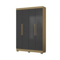 Guarda Roupa 4 Portas 2 Gavetas Internas Atacama Grafite Aramóveis