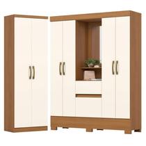 Guarda Roupa 4 Portas 2 Gavetas Luiz BS07 com Armário Multiuso Margarida Cinamomo Off White - Henn - Briz
