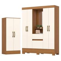 Guarda Roupa 4 Portas 2 Gavetas Luiz BS07 com Armário Multiuso Prime Cinamomo Off White - Henn - Briz