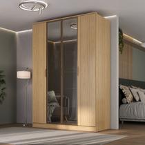 Guarda-Roupa 4 Portas, 2 MDF e 2 Reflecta Ravi Marrom/Olmo Italiano Guarda-Roupa 4 Portas, 2 MDF e 2 Reflecta Ravi Marrom/Olmo Italiano