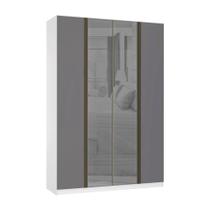 Guarda Roupa 4 Portas 3 Gavetas 159,2 cm com Vidro Reflecta Prata Prime Luciane Móveis