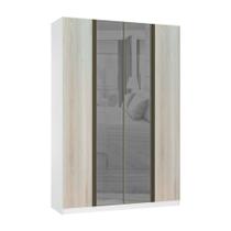 Guarda Roupa 4 Portas 3 Gavetas 159,2 cm com Vidro Reflecta Prata Prime Luciane Móveis