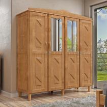 Guarda-roupa 4 Portas 3 Gavetas Brasil Freijó Madeira Pinus - Cavazotto