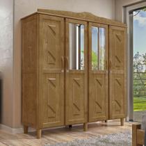 Guarda-roupa 4 Portas 3 Gavetas Brasil Imbuia Madeira Pinus - Cavazotto