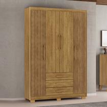 Guarda-Roupa 4 Portas 3 Gavetas Espanha Nature/Brisa - Vila Rica