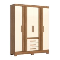 Guarda Roupa 4 Portas 3 Gavetas Nature/Off White Guarda Roupa 4 Portas 3 Gavetas Nature/Off White