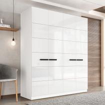 Guarda-Roupa 4 Portas 4 Gavetas 161cm Com Design Sofisticado E Acabamento Em Pintura Uv Em Mdp/mdf Politorno