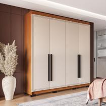 Guarda Roupa 4 Portas 4 Gavetas Móveis Valência Bege/Freijo/Creme