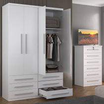 Guarda-Roupa 4 Portas 6 Gavetas Modular 1304 Ilan Branco Guarda-Roupa 4 Portas 6 Gavetas Modular 1304 Ilan Branco