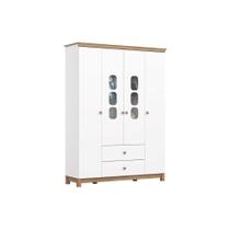 Guarda Roupa 4 Portas Aconchego c/ e 2 Gavetas Branco/Jequitiba - Henn
