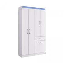 Guarda roupa 4 portas branco/azul