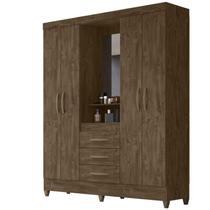 Guarda Roupa 4 Portas Com Espelho 8313 Castanho Wood Moval Guarda Roupa 4 Portas Com Espelho 8313 Castanho Wood Moval