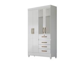 Guarda Roupa 4 Portas com Espelho Sobral Branco Rosa Lilás Azul Flex 870440 Moval