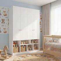 Guarda Roupa 4 Portas com Nichos Curió Casatema Branco/Branco Guarda Roupa 4 Portas com Nichos Curió Casatema Branco/Branco