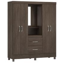 Guarda Roupa 4 Portas com Pés e Espelho Lord Ébano Touch 42220 Demóbile Guarda Roupa 4 Portas com Pés e Espelho Lord Ébano Touch 42220 Demóbile